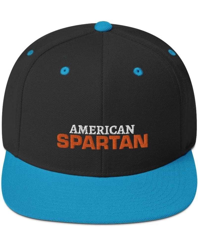 American Spartan Snapback Hat Black/ Teal $18.26 Baseball Caps