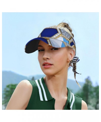 Blue Hexagons and Diamond Adult Sunscreen Visor Cap - Stylish and Adjustable Sun Protection Hat for Men and Women $12.23 Visors