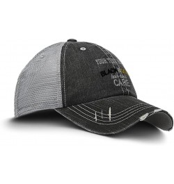 Custom Distressed Trucker Hat Black & Gold Hair Don't Care Cotton Black Gray Personalized Text Here $13.44 Baseball Caps