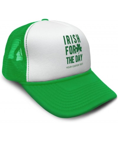 Custom Trucker Hat Irish for A Day St Patrick's St Patty Clover Irish Drinking Ireland Polyester Adjustable Kelly Green $12.4...