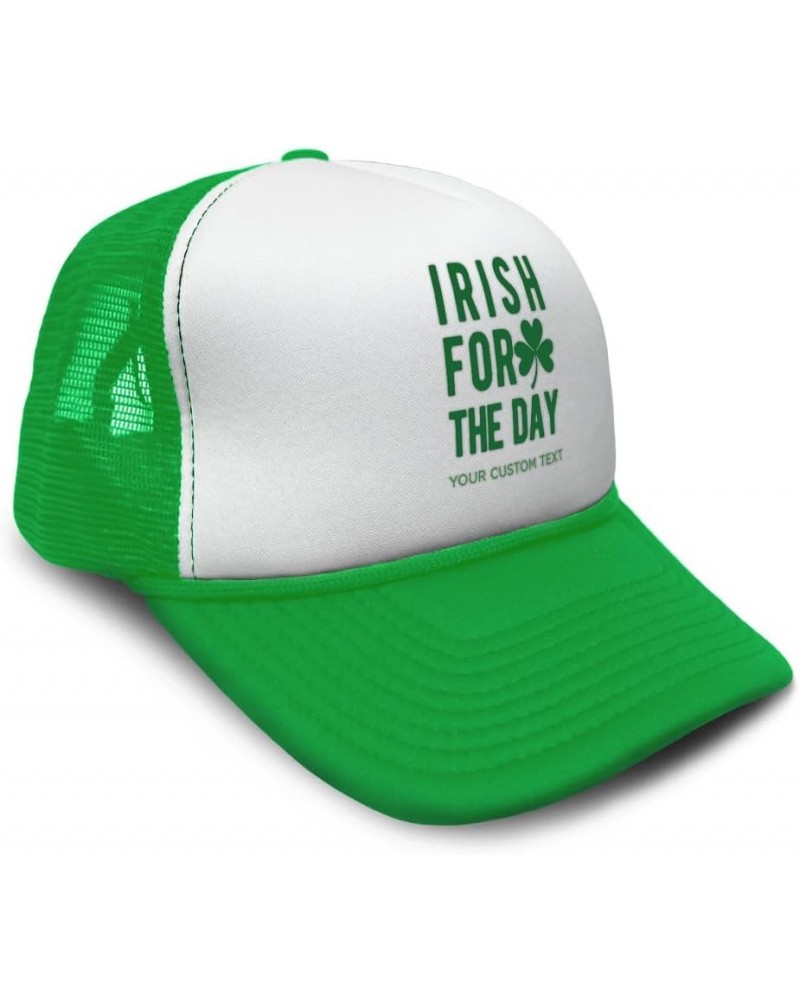 Custom Trucker Hat Irish for A Day St Patrick's St Patty Clover Irish Drinking Ireland Polyester Adjustable Kelly Green $12.4...