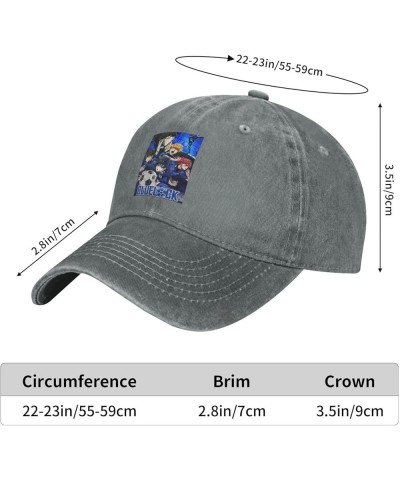 Blue Anime Lock Hat Cap Novelty Graphic Washed Vintage Denim Trucker Hat Men Women Cool Adjustable Casquette Black Gray $9.97...