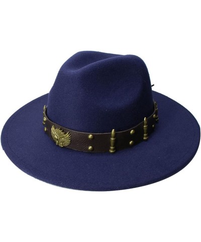 Black Fedora Hat Retro Women Men Vintage Wool Wide Brim Hats Panama Jazz Cap Bowler Two Guns Leather Band Coffee $17.15 Fedoras