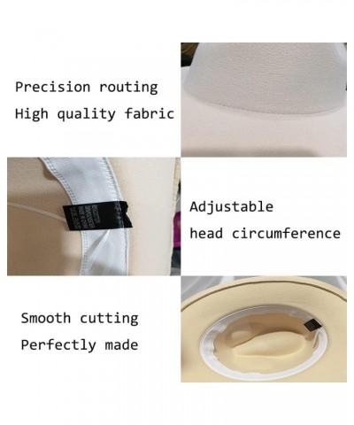 Two Tone Fedora Hats for Women Men Wide Brim Panama Felt Jazz Cap Party Wedding Top Hat White-olive $10.99 Fedoras