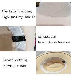 Two Tone Fedora Hats for Women Men Wide Brim Panama Felt Jazz Cap Party Wedding Top Hat White-olive $10.99 Fedoras