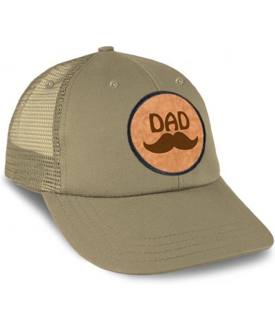 Patch Hat Printed Leather Background Mustache Love Dad Heart Dad Father's Day Cotton Trucker Baseball Cap Khaki Circle Patch ...