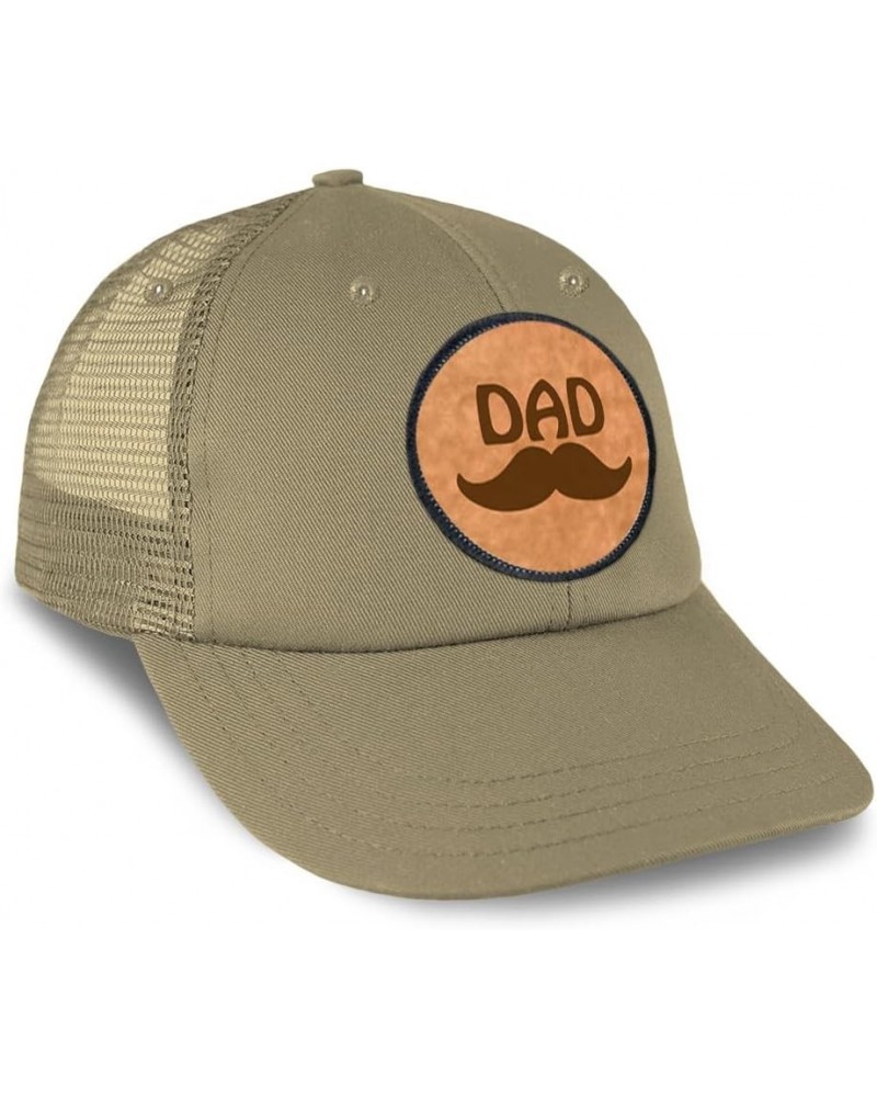 Patch Hat Printed Leather Background Mustache Love Dad Heart Dad Father's Day Cotton Trucker Baseball Cap Khaki Circle Patch ...