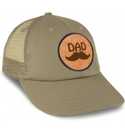 Patch Hat Printed Leather Background Mustache Love Dad Heart Dad Father's Day Cotton Trucker Baseball Cap Khaki Circle Patch ...