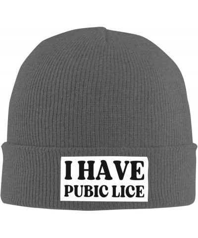 I Have Pubic Lice Beanie Winter Hat Men Women Knit Hat Warm Knitted Brimless Cap Deep Heather $16.72 Skullies & Beanies