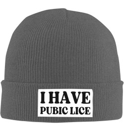 I Have Pubic Lice Beanie Winter Hat Men Women Knit Hat Warm Knitted Brimless Cap Deep Heather $16.72 Skullies & Beanies