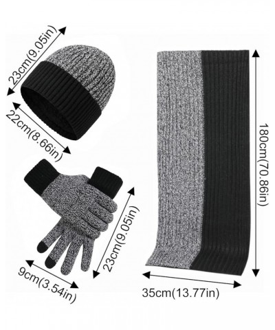 3PCS in 1 Winter Warm Knit Beanie Hat+long Scarf+touchscreen Gloves Set Contrast Color Skull Caps Scarfs Mittens Coffee $13.4...