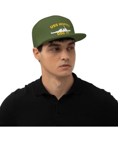 USS Hopper DDG 70 Flag-Trucker Hats Denim Hats Cowboy Knit hat Baseball Caps Fisherman's hat Moss Green $17.09 Baseball Caps