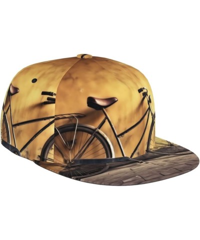 Golden Balloon Printed Adjustable Flat Brim Baseball Cap Neutral Trucker Cap Old Bicycle $13.17 Baseball Caps