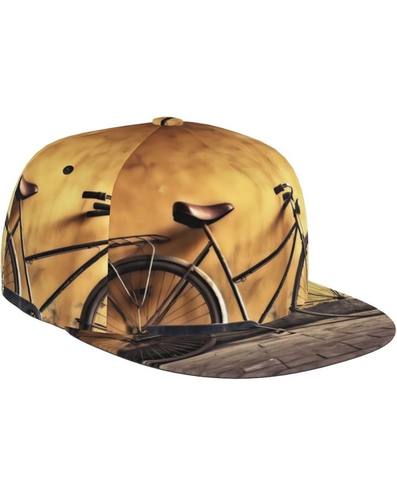 Golden Balloon Printed Adjustable Flat Brim Baseball Cap Neutral Trucker Cap Old Bicycle $13.17 Baseball Caps