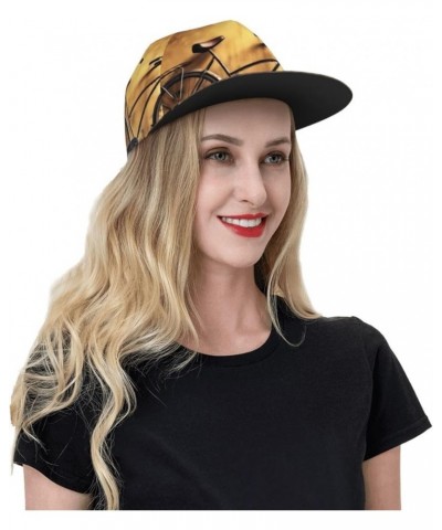 Golden Balloon Printed Adjustable Flat Brim Baseball Cap Neutral Trucker Cap Old Bicycle $13.17 Baseball Caps