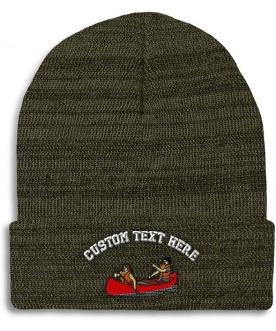 Beanies for Men Red Canoe Embroidery Canoeing Paddle Winter Hats for Women Acrylic Skull Cap 1 Size Heather Olive Green Perso...