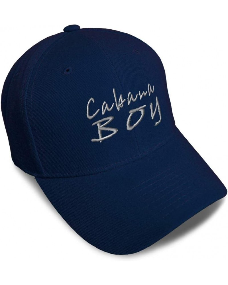 Custom Baseball Cap Cabana Boy Silver Embroidery Dad Hats for Men & Women Navy Design Only $14.84 Baseball Caps