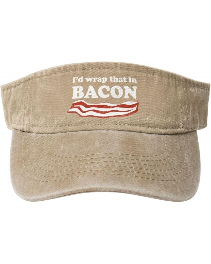 I'd Wrap That in Bacon Hat Empty Top Baseball Cap Cotton Sport Sun Visor Hats for Men Women Natural $11.78 Visors