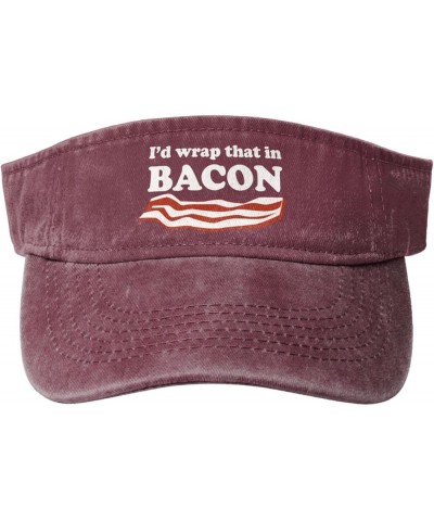 I'd Wrap That in Bacon Hat Empty Top Baseball Cap Cotton Sport Sun Visor Hats for Men Women Red $11.78 Visors