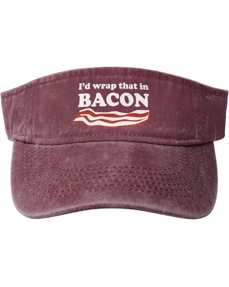 I'd Wrap That in Bacon Hat Empty Top Baseball Cap Cotton Sport Sun Visor Hats for Men Women Red $11.78 Visors