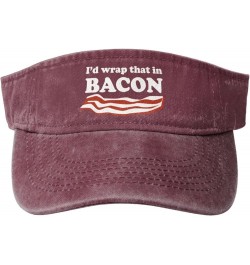 I'd Wrap That in Bacon Hat Empty Top Baseball Cap Cotton Sport Sun Visor Hats for Men Women Red $11.78 Visors