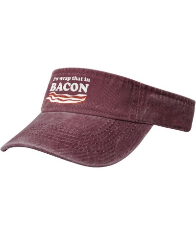 I'd Wrap That in Bacon Hat Empty Top Baseball Cap Cotton Sport Sun Visor Hats for Men Women Red $11.78 Visors