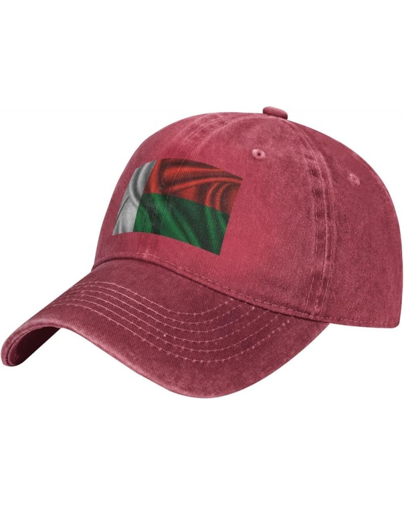 Silk Style Flag of Madagascar Retro Baseball Cap for Women Men Baseball Hat Golf Dad Hats Red $9.56 Baseball Caps