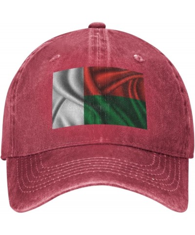 Silk Style Flag of Madagascar Retro Baseball Cap for Women Men Baseball Hat Golf Dad Hats Red $9.56 Baseball Caps