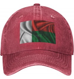 Silk Style Flag of Madagascar Retro Baseball Cap for Women Men Baseball Hat Golf Dad Hats Red $9.56 Baseball Caps