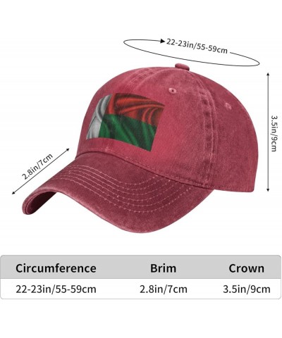 Silk Style Flag of Madagascar Retro Baseball Cap for Women Men Baseball Hat Golf Dad Hats Red $9.56 Baseball Caps