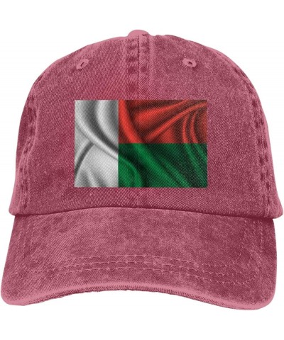 Silk Style Flag of Madagascar Retro Baseball Cap for Women Men Baseball Hat Golf Dad Hats Red $9.56 Baseball Caps