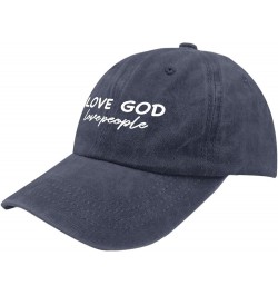 Cowboy hat Funny Loves God Loves People Mens hat Vintage hat Gifts for Him Cool Hats Suitable for Outdoor Activities Navy Blu...