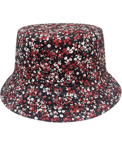 Light Bucket Hat Spring and Summer New Small Flowers Fisherman Hat Spring and Summer Outdoor Sun Hat Female Black $7.77 Bucke...