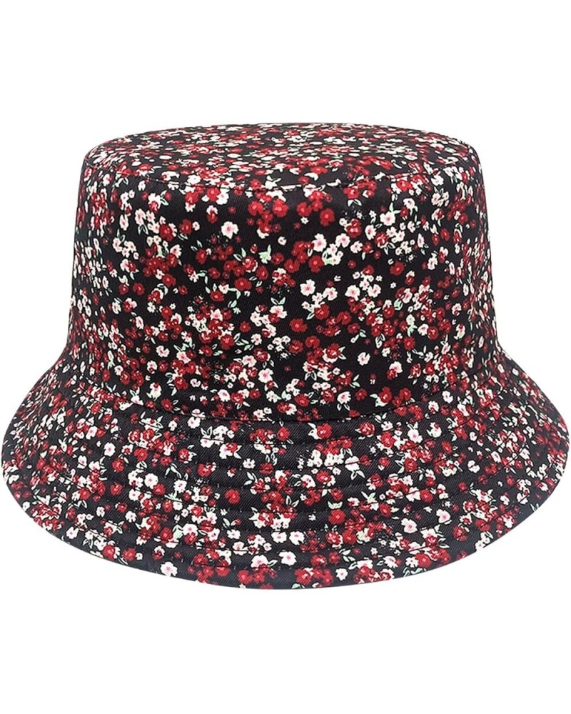 Light Bucket Hat Spring and Summer New Small Flowers Fisherman Hat Spring and Summer Outdoor Sun Hat Female Black $7.77 Bucke...