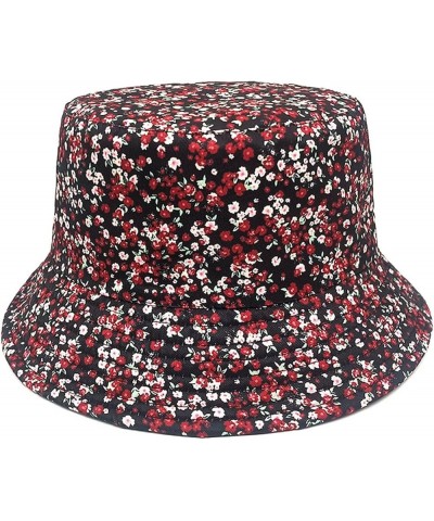 Light Bucket Hat Spring and Summer New Small Flowers Fisherman Hat Spring and Summer Outdoor Sun Hat Female Black $7.77 Bucke...