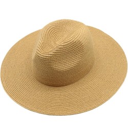 Womens Summer Straw Sun Hats Sunshine Beach Hat Unisex Short Brim Fedora Roll Up Summer Sun Hat UPF 50+ Khaki $9.77 Sun Hats