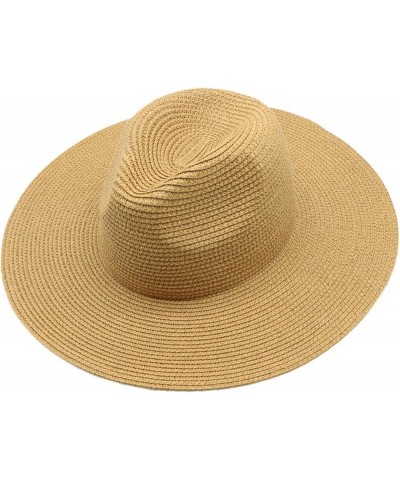 Womens Summer Straw Sun Hats Sunshine Beach Hat Unisex Short Brim Fedora Roll Up Summer Sun Hat UPF 50+ Khaki $9.77 Sun Hats