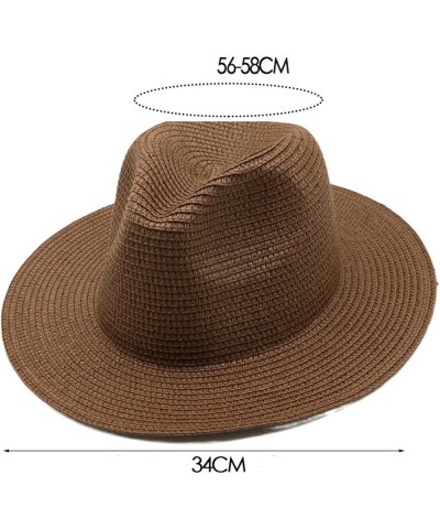 Womens Summer Straw Sun Hats Sunshine Beach Hat Unisex Short Brim Fedora Roll Up Summer Sun Hat UPF 50+ Khaki $9.77 Sun Hats