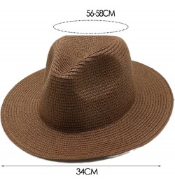 Womens Summer Straw Sun Hats Sunshine Beach Hat Unisex Short Brim Fedora Roll Up Summer Sun Hat UPF 50+ Khaki $9.77 Sun Hats