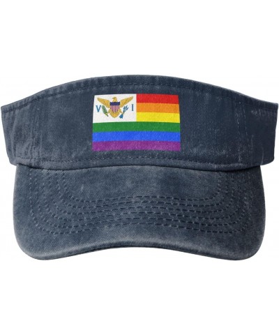 Pride Rainbow LGBT Flag of The United States Virgin Islands Sun Visor Hats for Women Men Adjustable Sports Sun Hats Cotton Go...