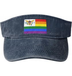 Pride Rainbow LGBT Flag of The United States Virgin Islands Sun Visor Hats for Women Men Adjustable Sports Sun Hats Cotton Go...