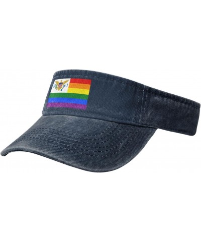 Pride Rainbow LGBT Flag of The United States Virgin Islands Sun Visor Hats for Women Men Adjustable Sports Sun Hats Cotton Go...