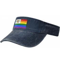 Pride Rainbow LGBT Flag of The United States Virgin Islands Sun Visor Hats for Women Men Adjustable Sports Sun Hats Cotton Go...