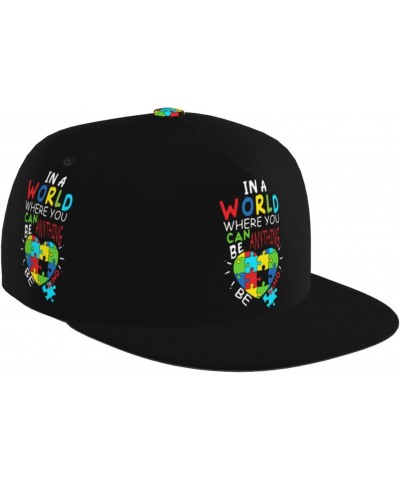 in A World Where You Can Be Anything Be Kind-Autism Be Kind Kindness Flat Bill Baseball Cap Snapback Hat Style Headwear for M...