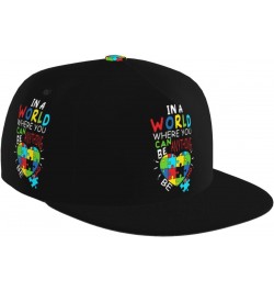 in A World Where You Can Be Anything Be Kind-Autism Be Kind Kindness Flat Bill Baseball Cap Snapback Hat Style Headwear for M...