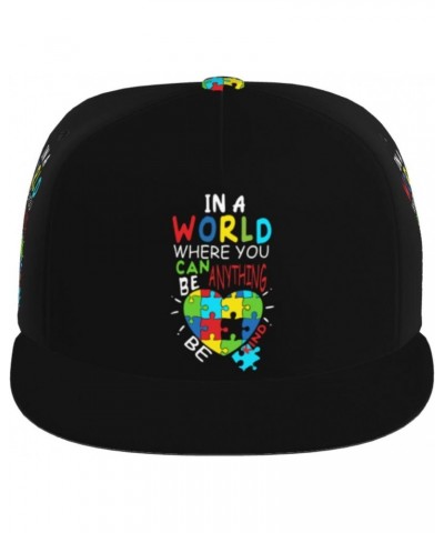 in A World Where You Can Be Anything Be Kind-Autism Be Kind Kindness Flat Bill Baseball Cap Snapback Hat Style Headwear for M...