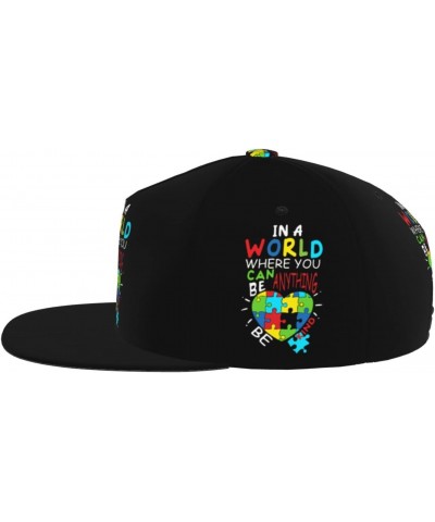 in A World Where You Can Be Anything Be Kind-Autism Be Kind Kindness Flat Bill Baseball Cap Snapback Hat Style Headwear for M...