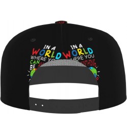 in A World Where You Can Be Anything Be Kind-Autism Be Kind Kindness Flat Bill Baseball Cap Snapback Hat Style Headwear for M...