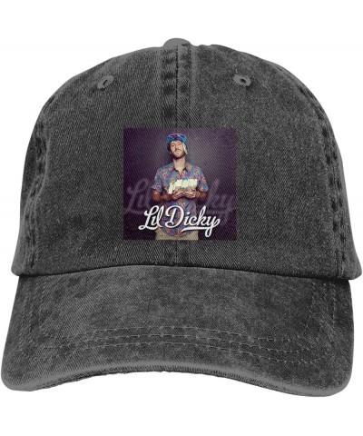 Lil Music Dicky Hat Cap Fashion Graphic Baseball Caps Adult Washed Denim Printed Casual Hat Black Black $11.80 Baseball Caps