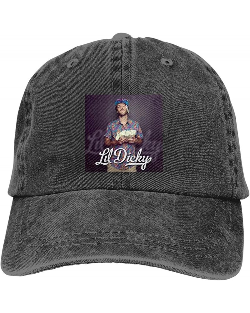 Lil Music Dicky Hat Cap Fashion Graphic Baseball Caps Adult Washed Denim Printed Casual Hat Black Black $11.80 Baseball Caps